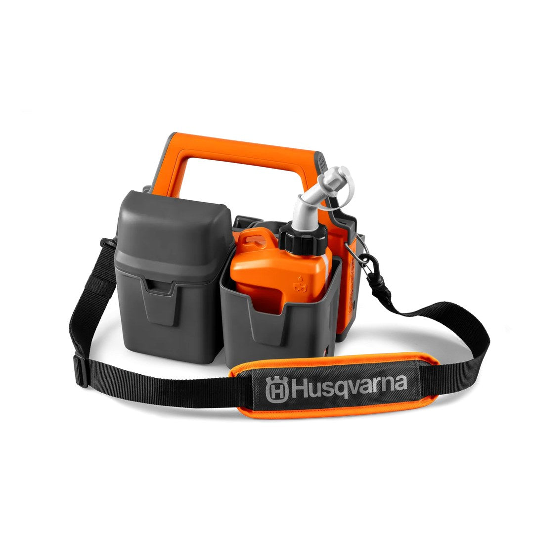 Custodia porta batterie Husqvarna per motosega con tracolla e tanica