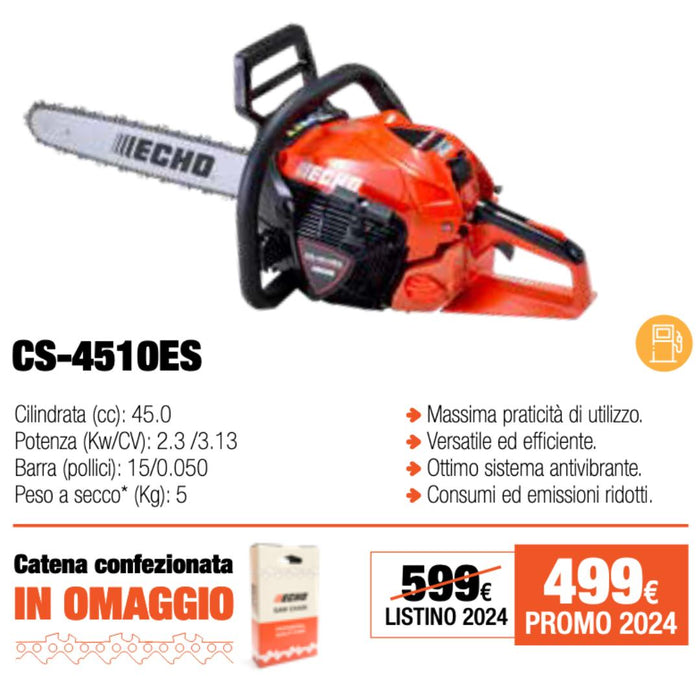 Motosega ECHO CS-4510ES 🔥 Potente e Robusta per Uso Intenso