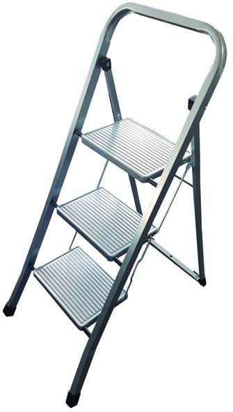 Sgabello in acciaio Vigor Jolly 3 gradini larghi 150 kg
